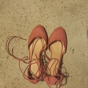 Pink lace up shoes